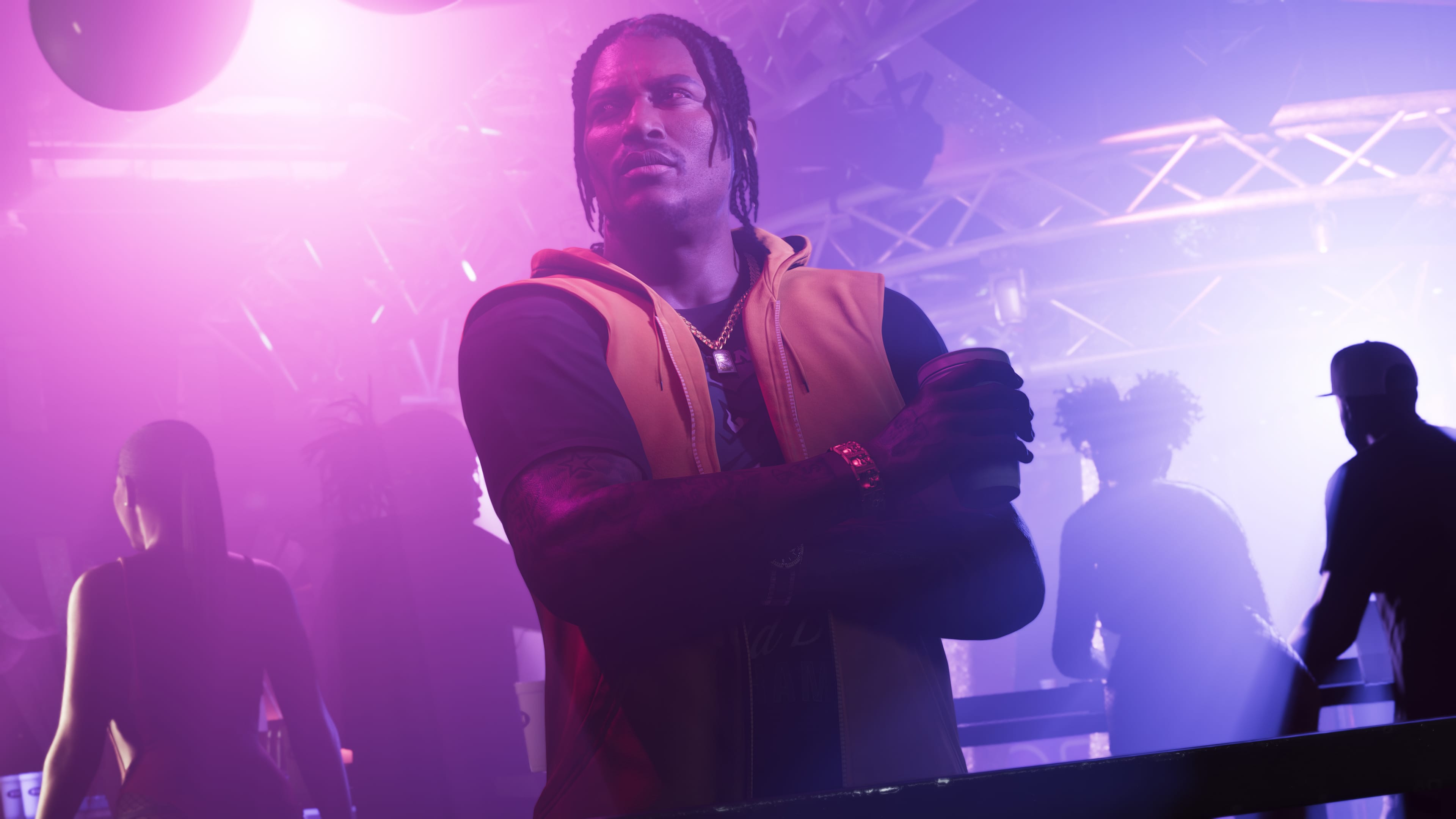 Captura de GTA 6 de Dre'Quan Priest en una discoteca de Vice City